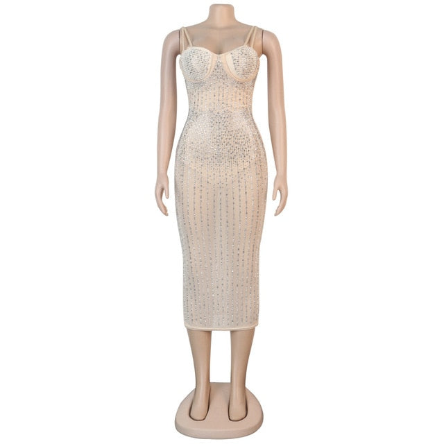Crystal Like Midi See Through Dresses