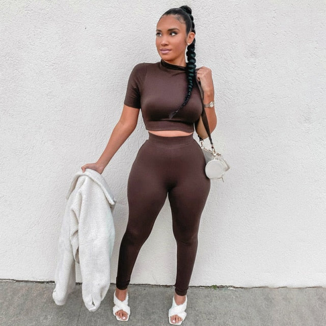 2 Two Piece Too Cute Crop Tops and Leggings ( Long Or Short Sleeve)