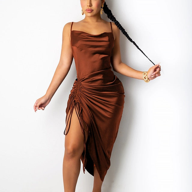 Runway Ruched Satin Dress