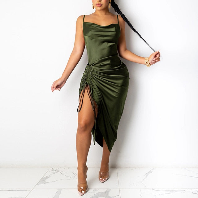 Runway Ruched Satin Dress