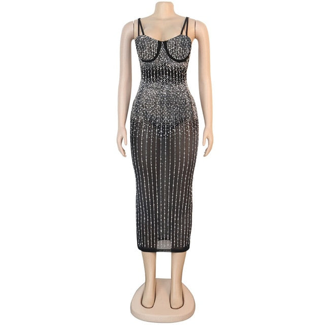 Crystal Like Midi See Through Dresses