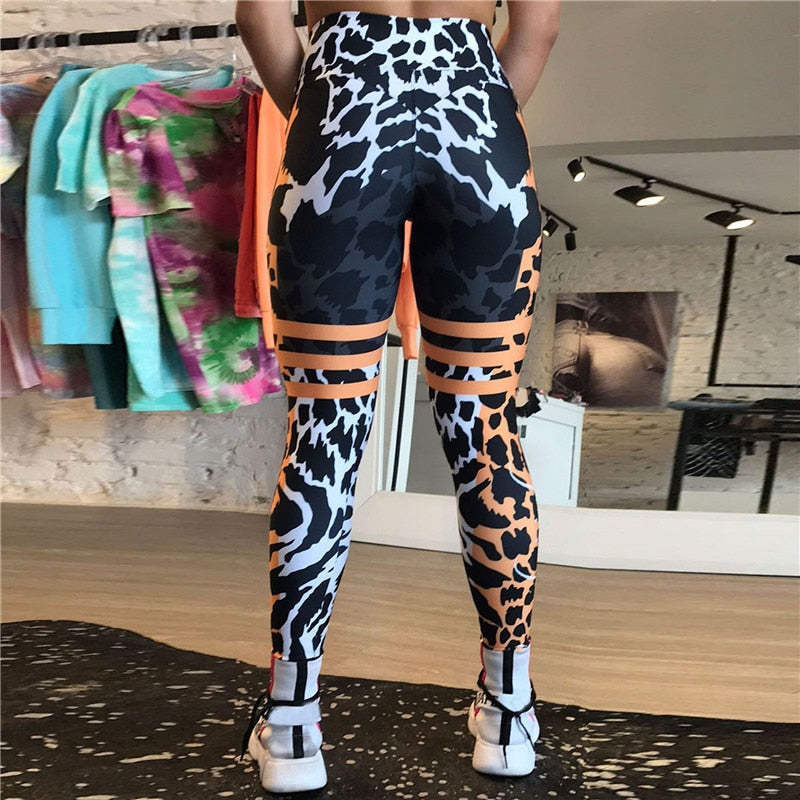 Loving The Leopard Stripe 3D Print Sports Leggings