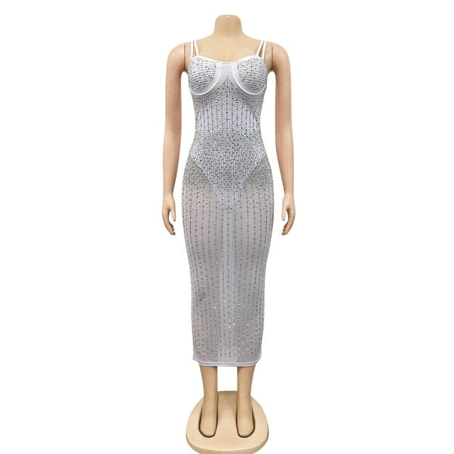 Crystal Like Midi See Through Dresses