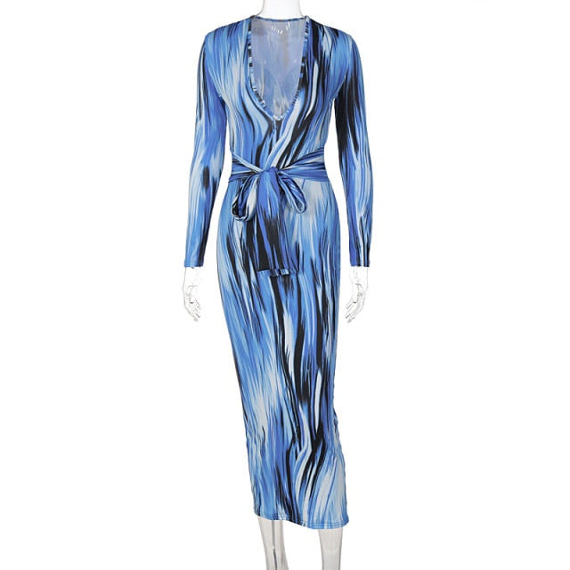 Tie Me Up Tie Dye  Midi Dress